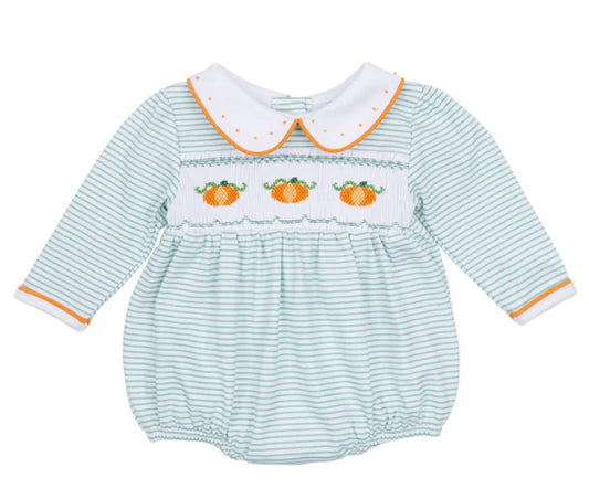 Lil’ Pumpkins Smocked Long Sleeve Girl Bubble