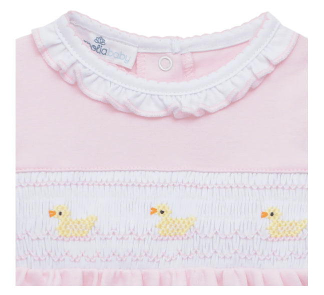Little Ducklings Pink Smocked Footie