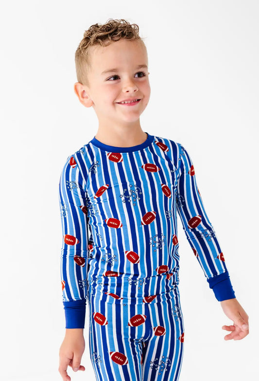 Football 2 Piece Pajamas- Blue