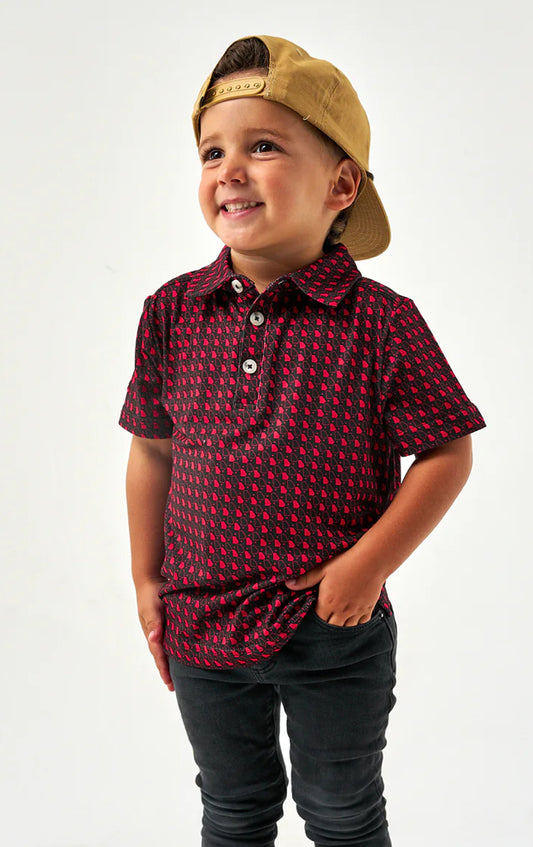 Youth Polo- Georgia- Black and Red