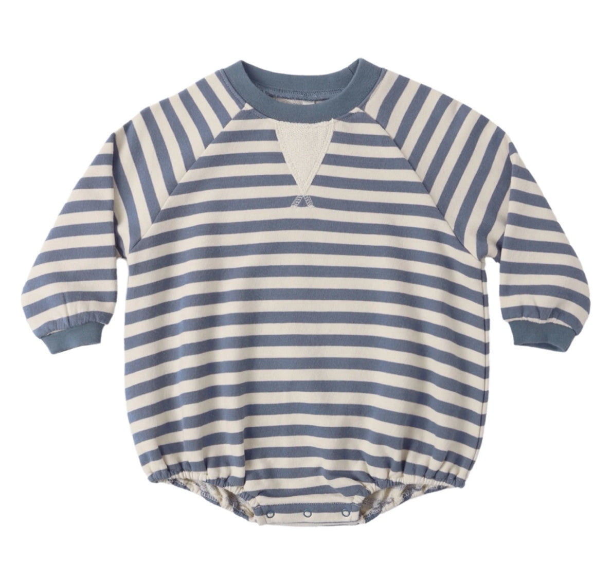 Crewneck Romper- Marine Stripe
