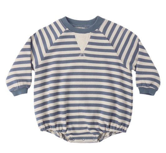 Crewneck Romper- Marine Stripe