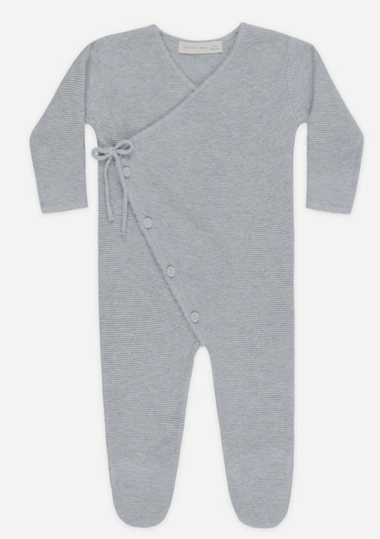 Wrap Knit Footie- Dusty Blue
