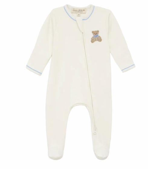 Bear Hugs Zip Footie- Sky