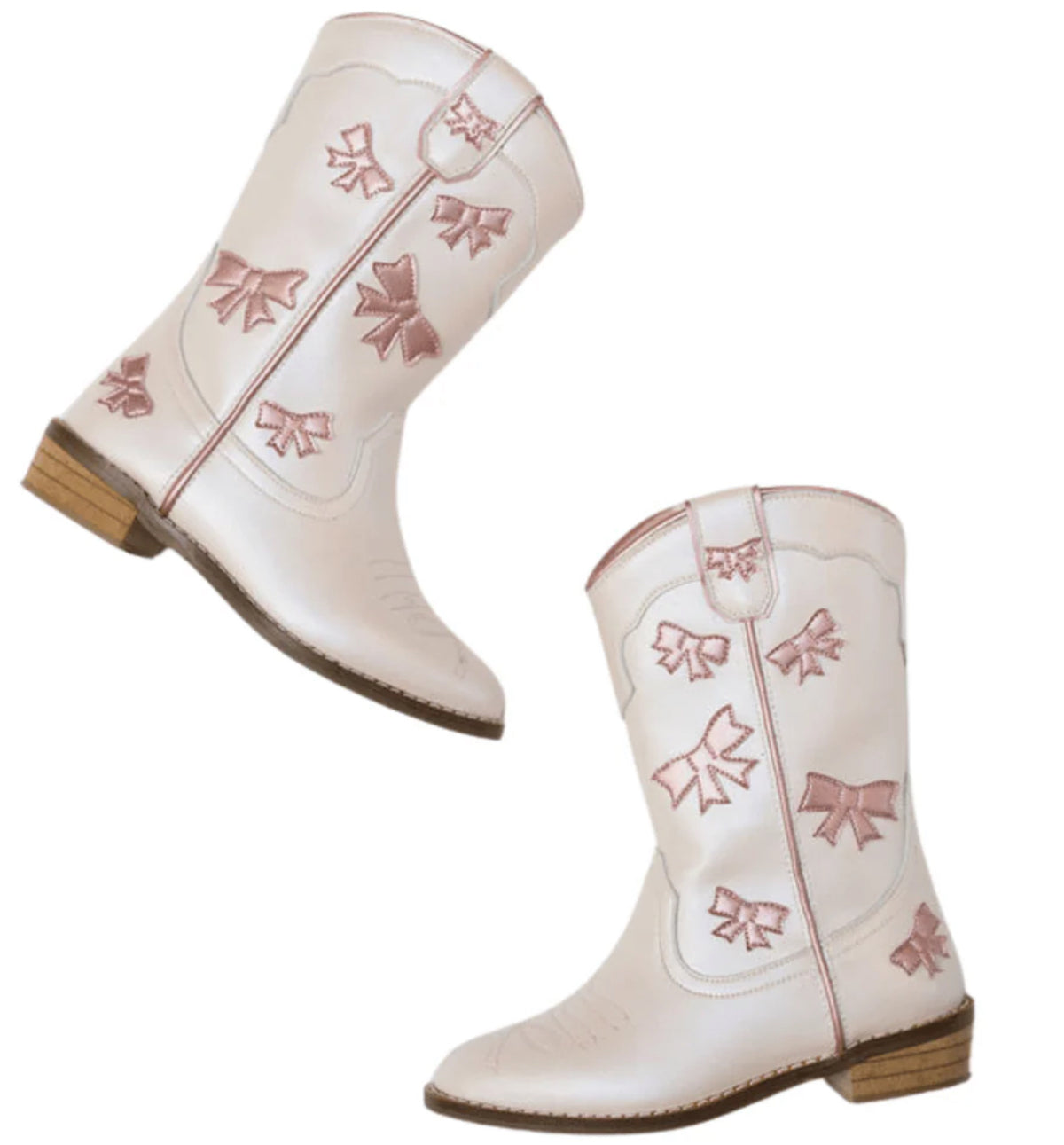 Cowgirl White + Pink Bow Boots