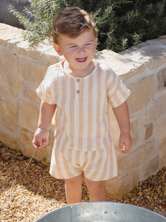 Woven Top & Short Set Summer Stripe