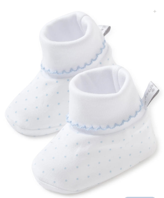 White/Blue Dots Print Booties
