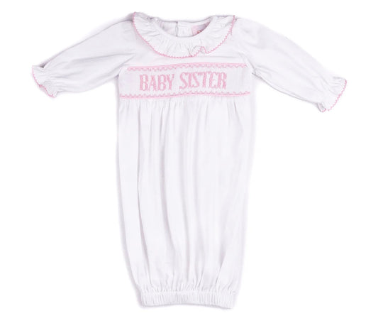 Baby Sister Gown- White/Pink