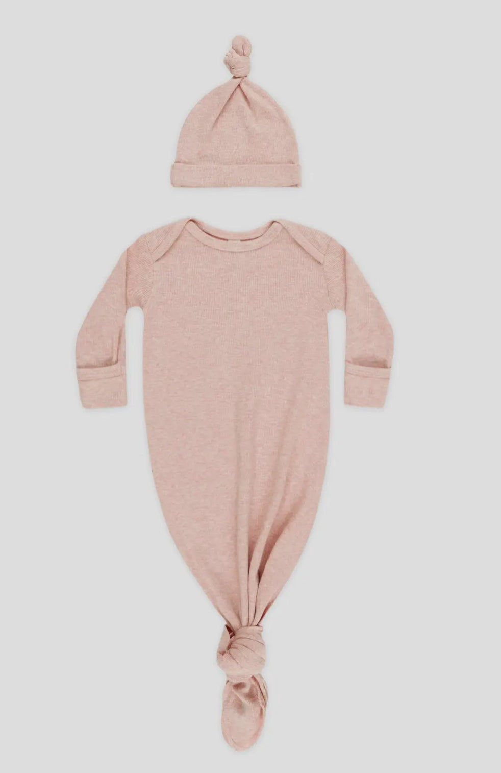 Knotted Baby Gown + Hat- Rose