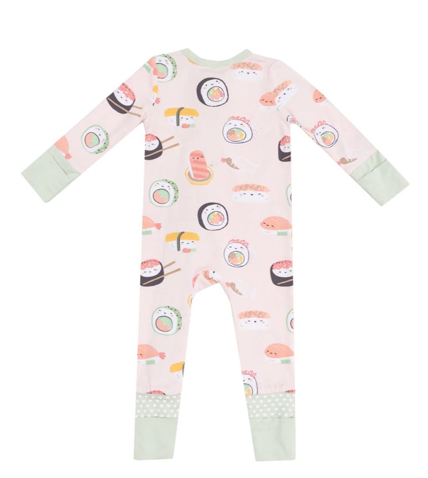 Pink Sushi Zipper Romper