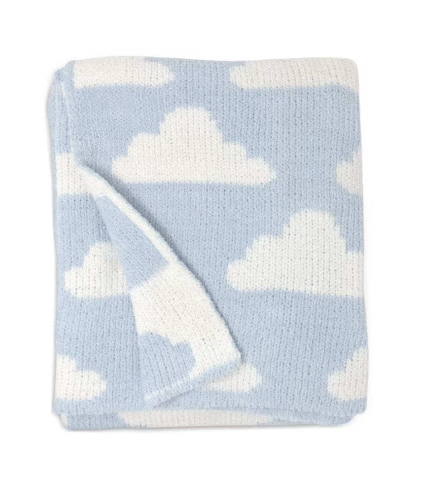 CHENILLE BABY BLANKET-BLUE CLOUDS