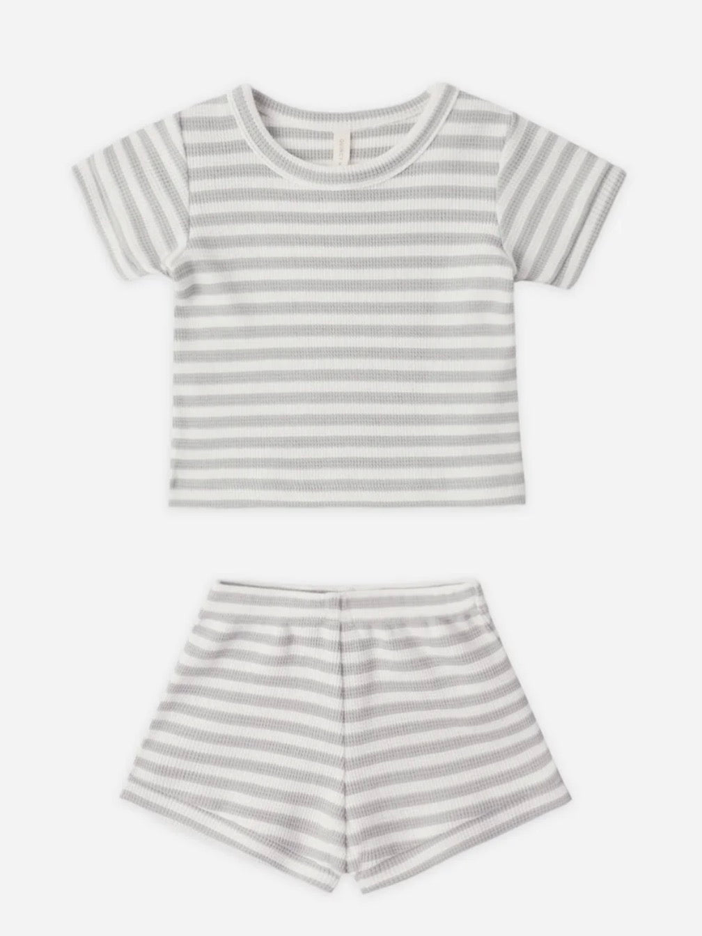 Waffle Shortie Set- Sage Stripes