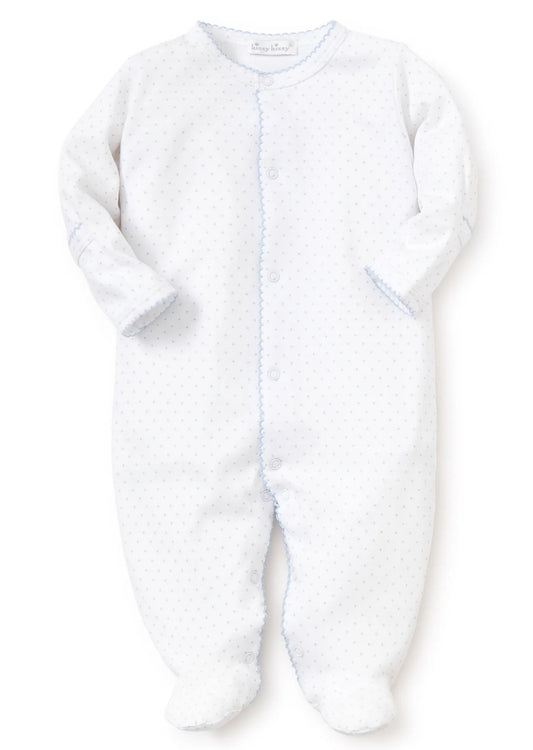 White/Blue New Dots Print Footie