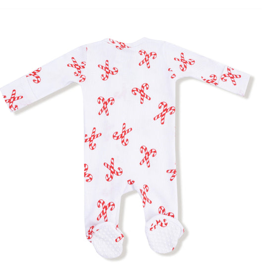 Candy Cane- Two Way Zipper Footie