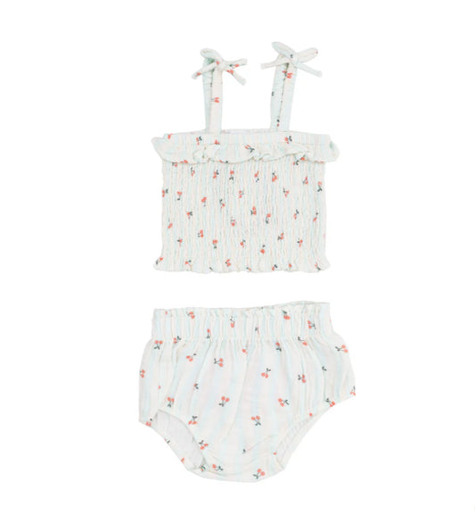 Smocked Top & Bloomer (Cherry Stripe)