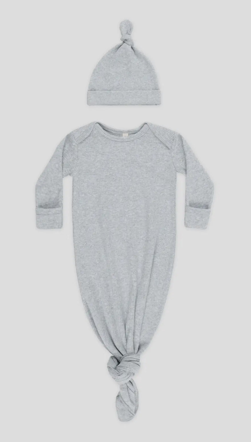 Knotted Baby Gown + Hat- Dusty