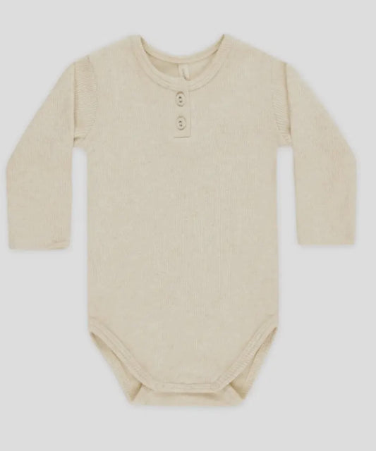 Ribbed Long Sleeve Onesie- Oatmeal