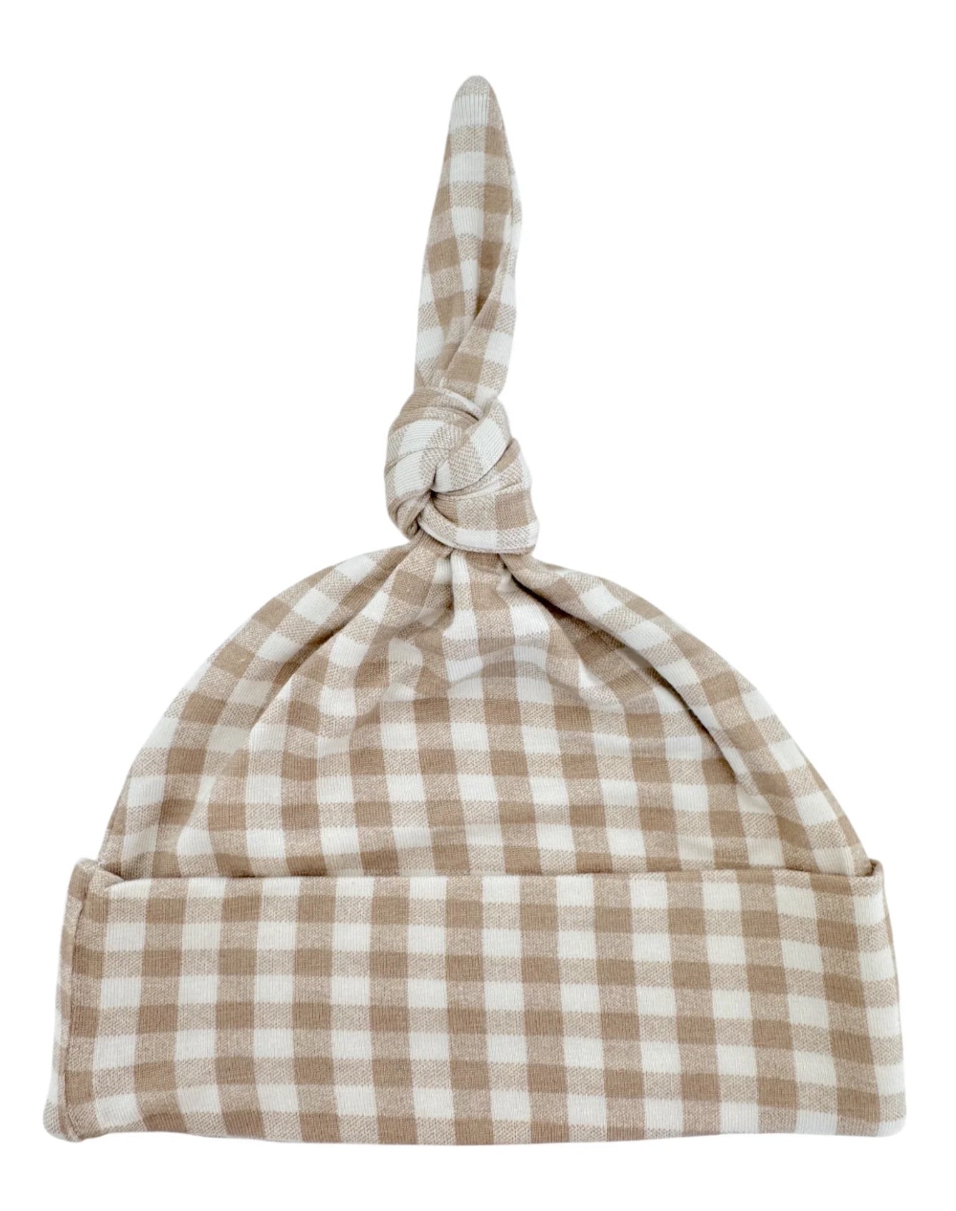 Knot beanie, Tan Gingham