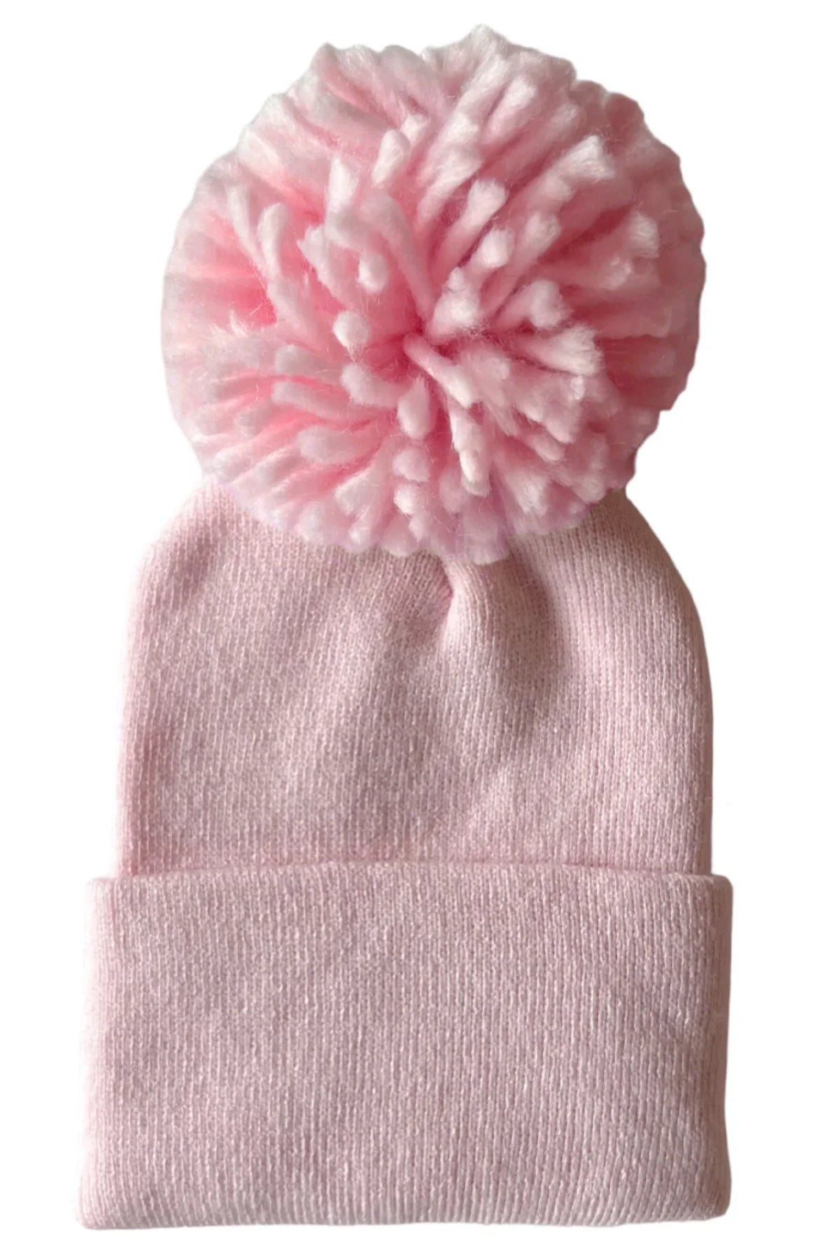Baby’s first hat, petal pink Pom