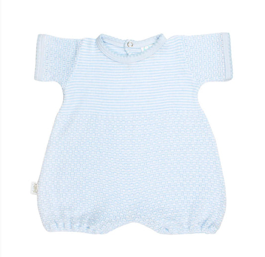 Paty Knit Solid Color Bubble with Pima Trim- Blue