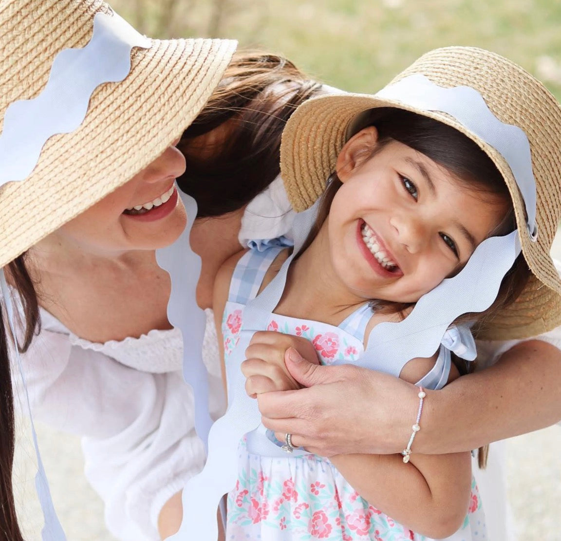Harbor Hat- Blue Scalloped Ribbon