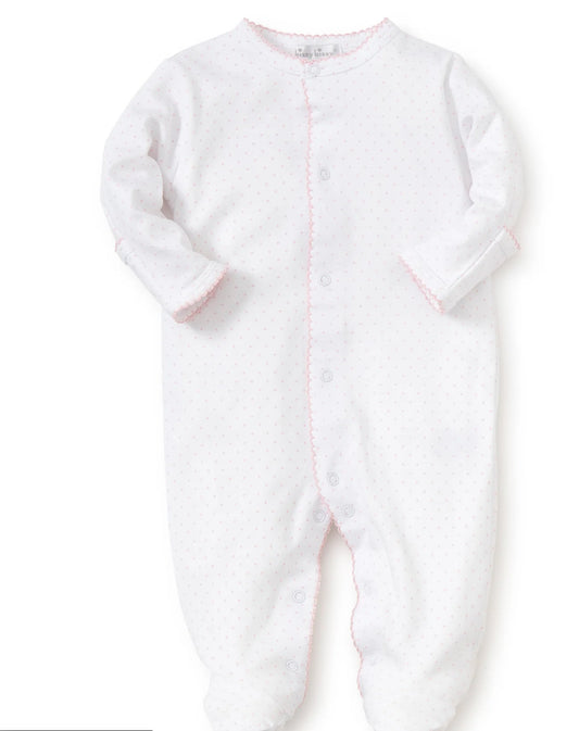 White/Pink Dots Print Footie