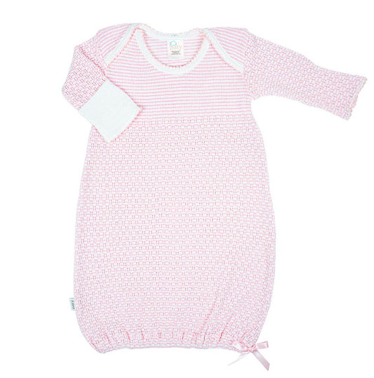 Paty Knit Overlap Shoulder Gown Pink w/ pink trim