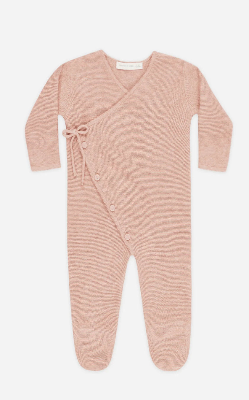 Wrap Knit Footie- Heathered Rose