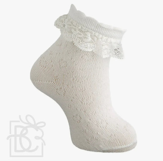 FINE OPENWORK SCOTTISH YARN SOCKS WITH LACE