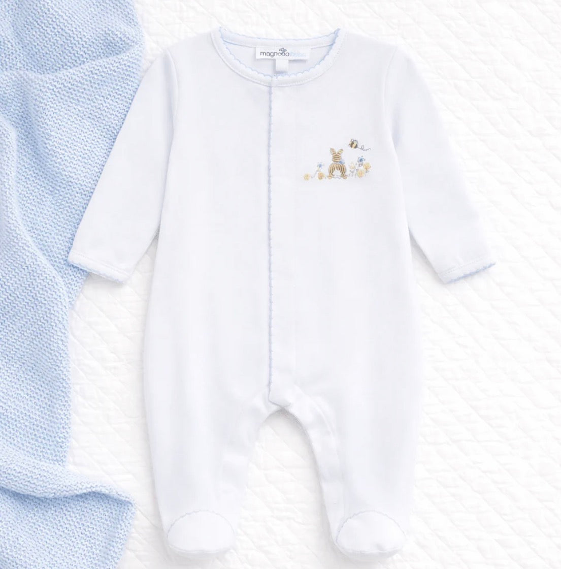 Bunny’s Basket Footie- Light Blue