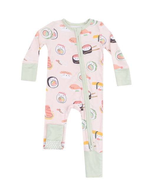 Pink Sushi Zipper Romper