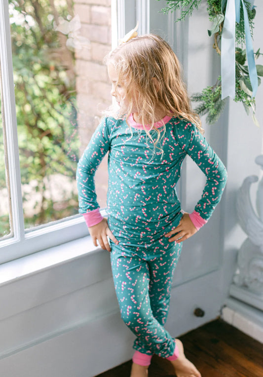 Pink and Green Candy Cane PJ Set