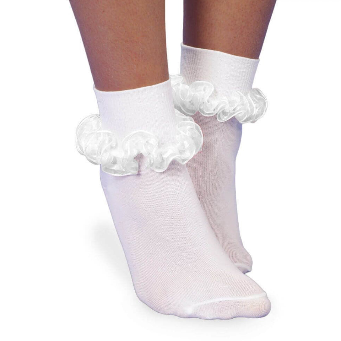 Smooth Toe Sheer Ribbon Tutu Lace Turn Cuff Socks