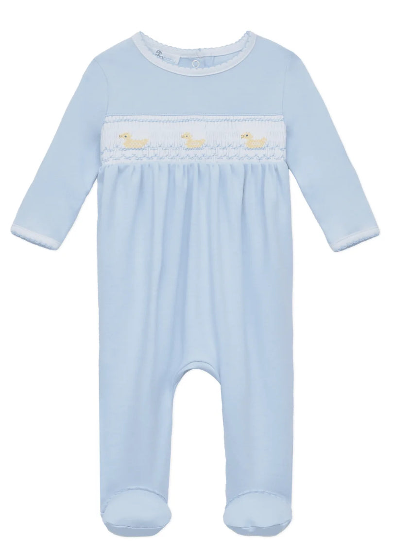Little Ducklings Blue Smocked Footie