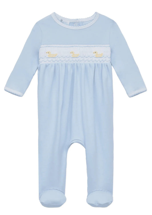 Little Ducklings Blue Smocked Footie