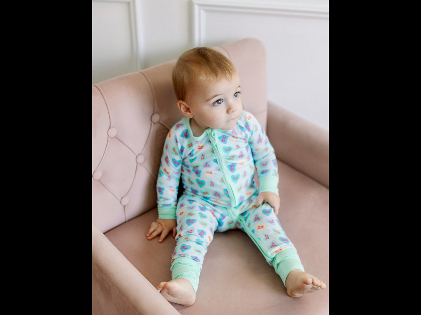 Blue Convo Hearts Zipper Romper