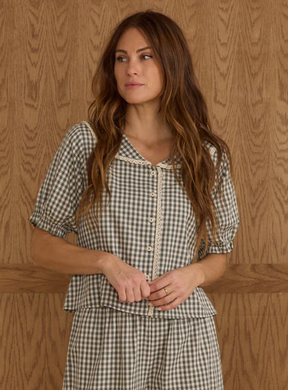 Ruffle Pajamas- Evergreen Gingham
