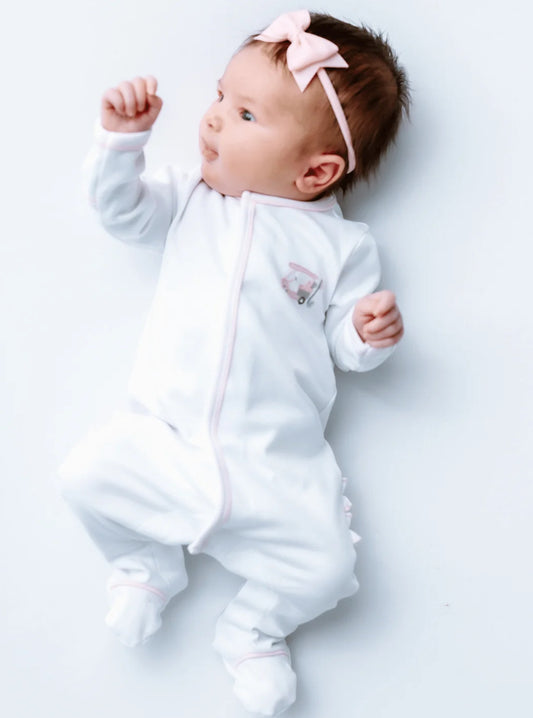 Little Golfer Ruffle Footie- Pink