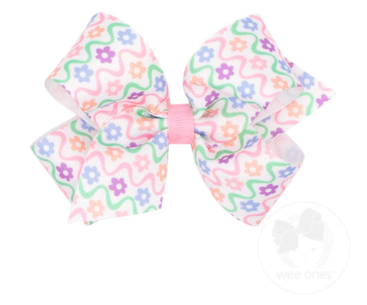 King Easter Print Grosgrain Hair Bow