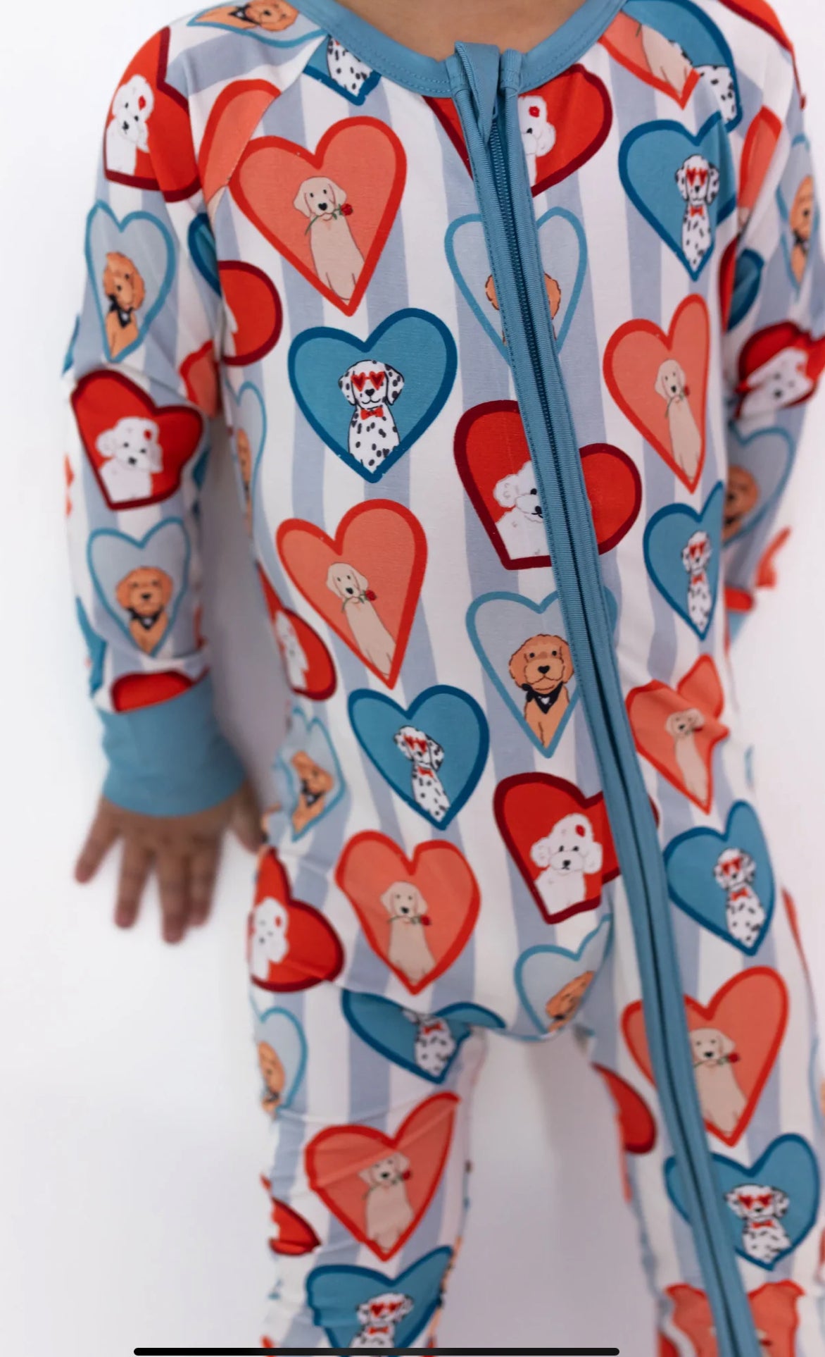 Blue Fur-Ever Valentine Zipper Romper