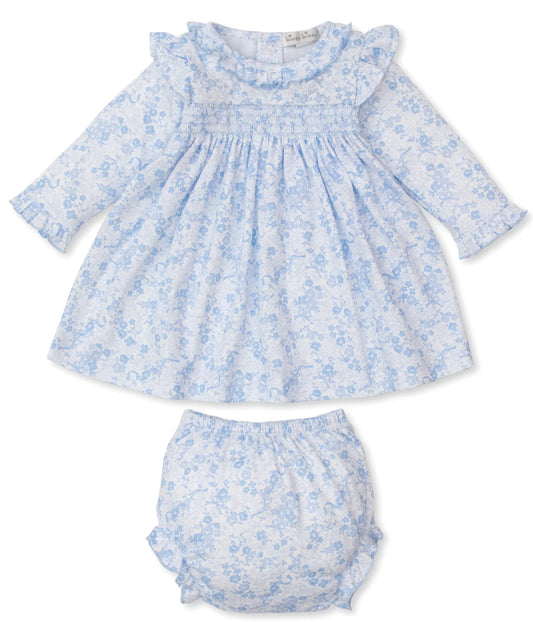 Light Blue Floral Dress Set With Bloomer