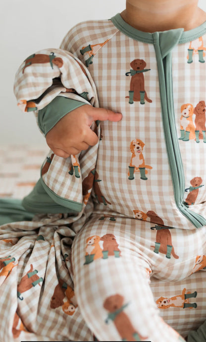Green Pup Friends Zipper Romper