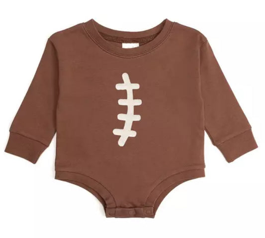 Football Lace Patch Long Sleeve Romper