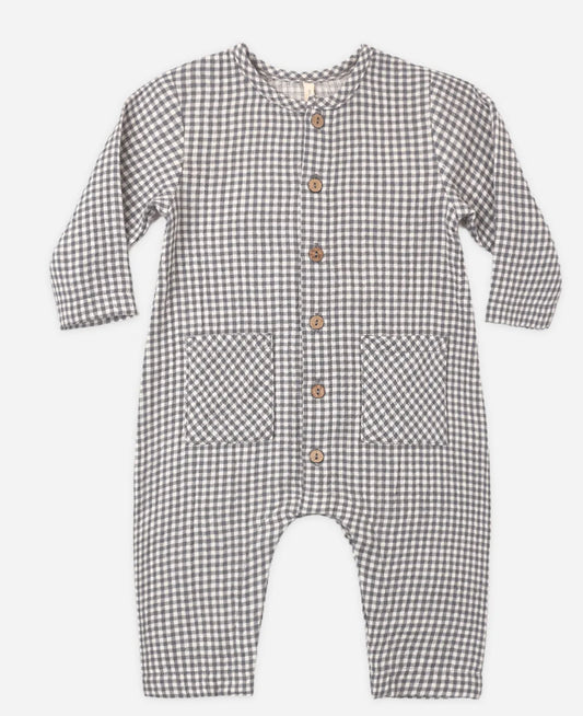 Pocketed Woven Jumpsuit Midnight Gingham