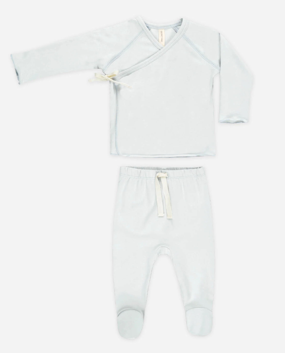 Wrap Top + Footed Pant Set- Fog