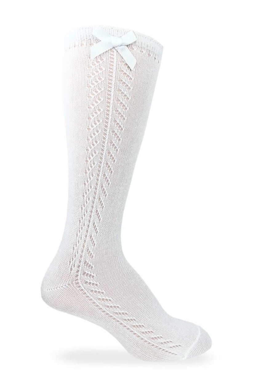 Pointelle Bow Knee High Socks
