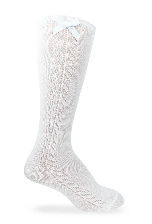 Pointelle Bow Knee High Socks