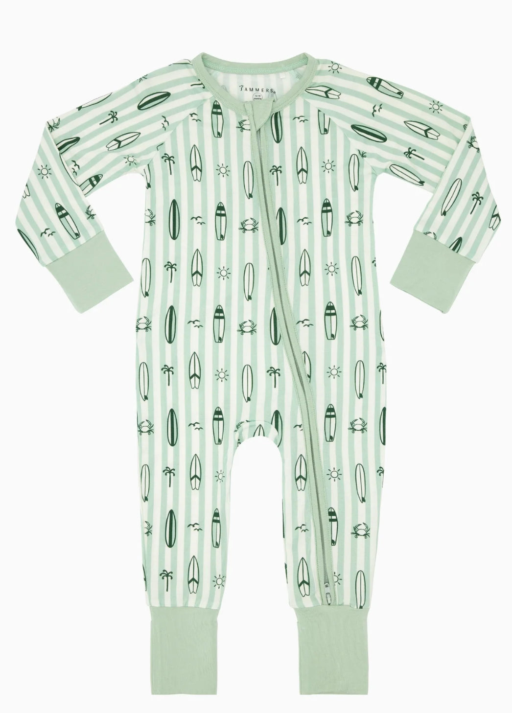 Green Surfs Up Zipper Romper