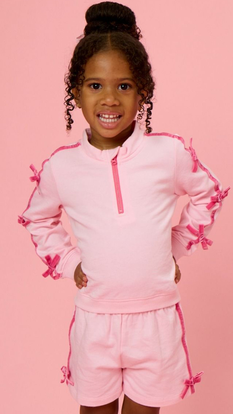 Fleece Bow Quarter Zip & Short Set