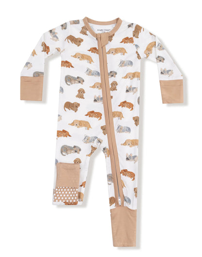 Napping Puppies- Two Way Zipper Romper